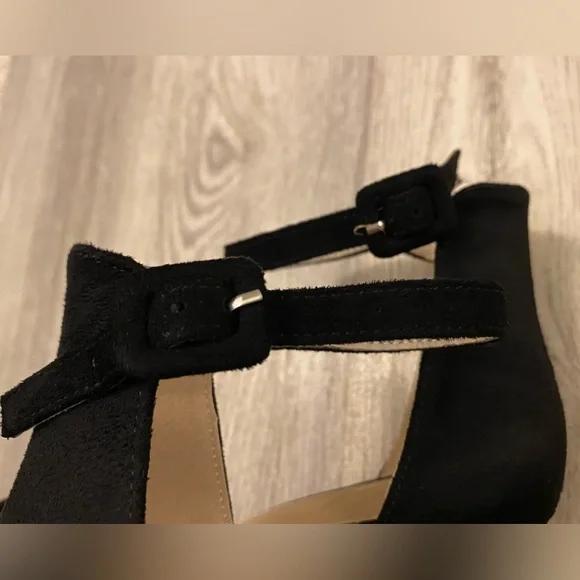 Athlefit Black High Heels Platform Block Heel Chunky Faux Suede Ankle Strap 7.5 - Picture 8 of 16